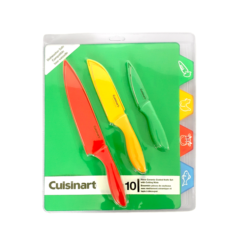 Cuisinart 10 Piece Ceramic Coated Knife + Mat Set