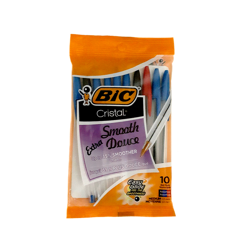 Bic Cristal Medium Ball Point Pen Assorted Colors (Pack of 10)