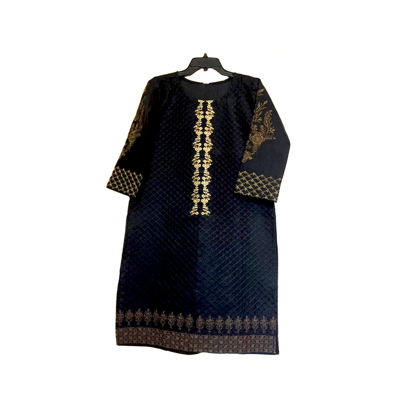 Black n Gold 3 Piece Embroidered Suit (M)