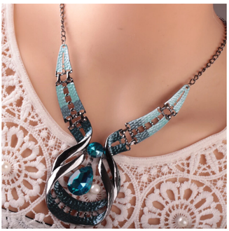 Blue Water Drop Necklace & Earring Set