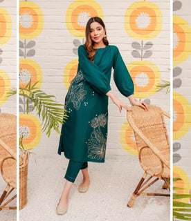 Teal Grey Top & Trouser