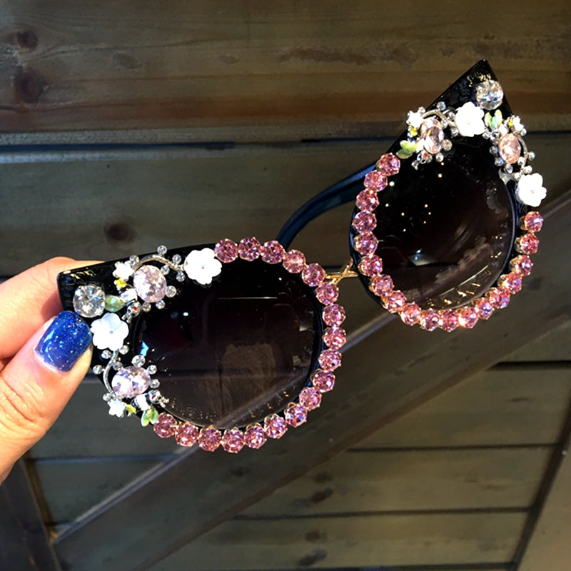 Luxury Floral Cat Eye Sunglasses