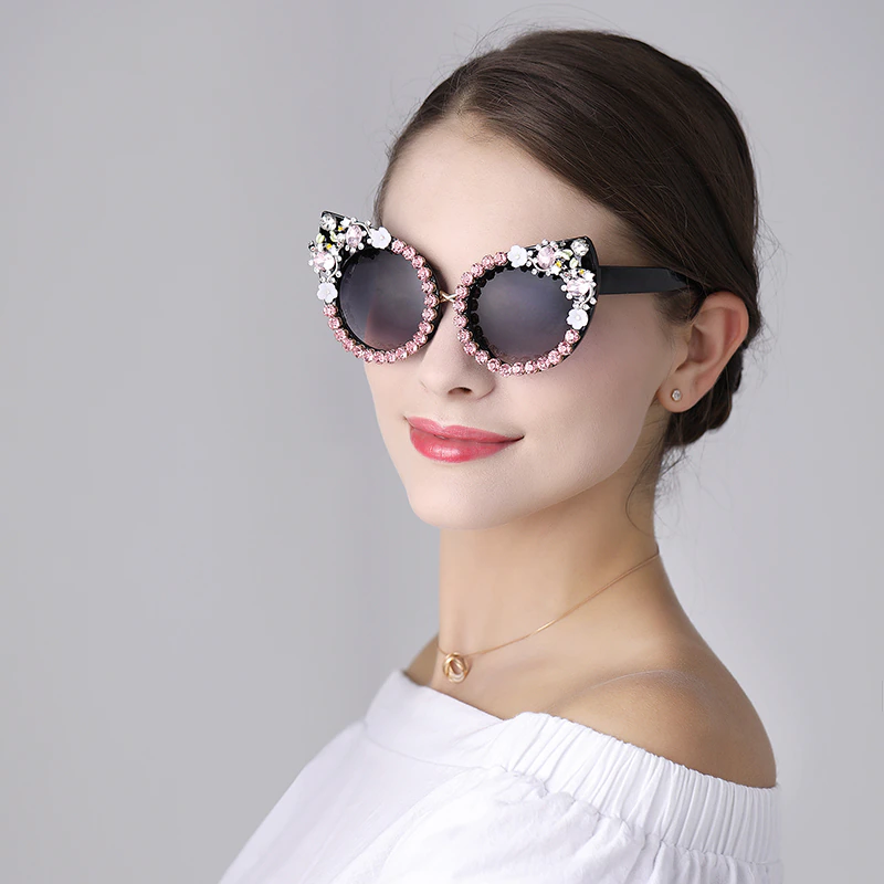 Luxury Floral Cat Eye Sunglasses