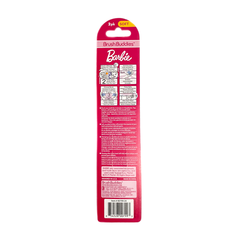 BrushBuddies Barbie Tooth Brush Soft (2pk)