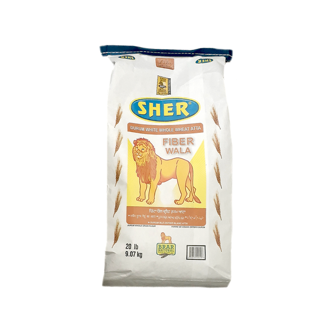 Sher Fiber Wala Whole Wheat Atta (20 LBS)