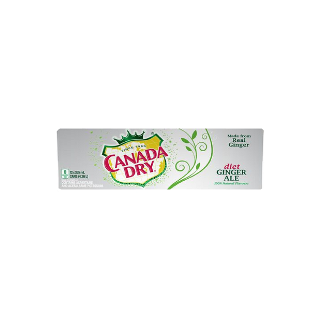 Canada Dry Diet Ginger Ale 355ml Cans (Pack of 12)