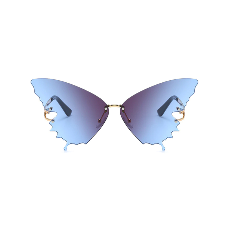 Butterfly Rimless Sunglasses Grey Blue