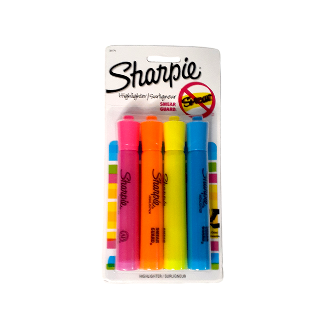 Sharpie Highlighter Smear Guard Assorted Colors (4pk)