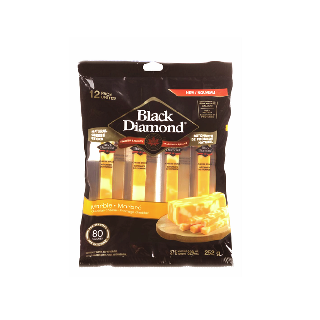 Black Diamond Marble Cheddar Cheese Sticks (Pack of 12)