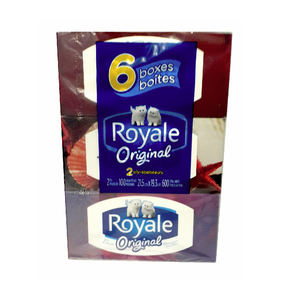 Royale Original 2 Ply Facial Tissues -100 Tissue Per Box (Pack of 6)