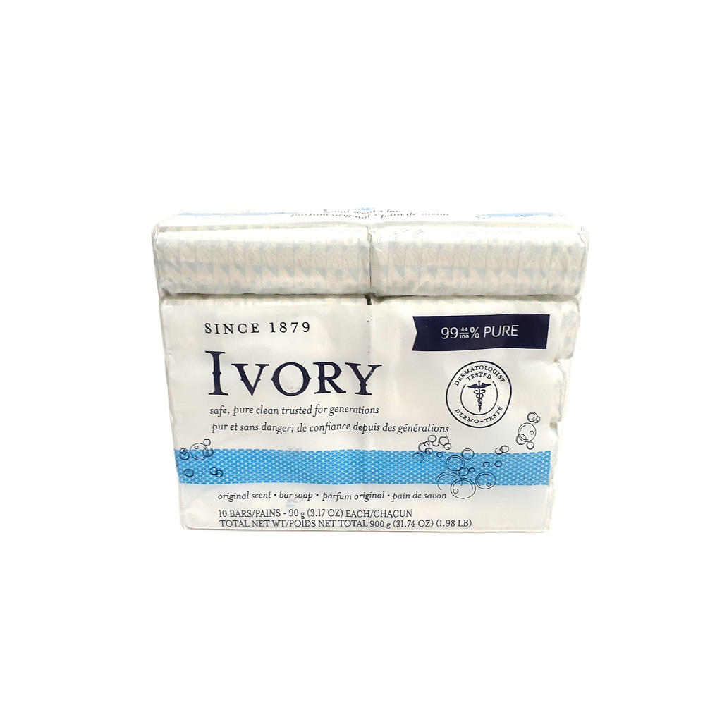 Ivory Bar Soap Original Scent, 10 count - 10x90.0 g