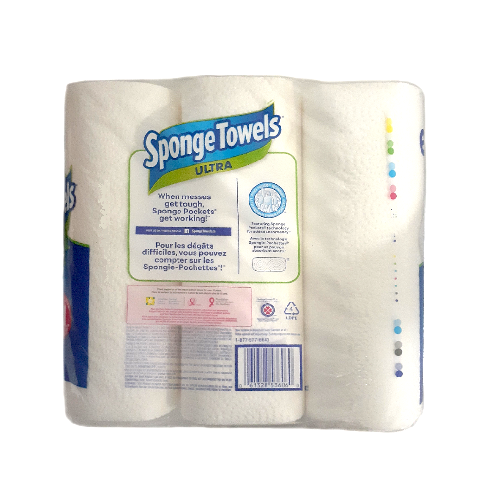 SpongeTowels Ultra Paper Towels Pack of 6 Rolls Grocery2u
