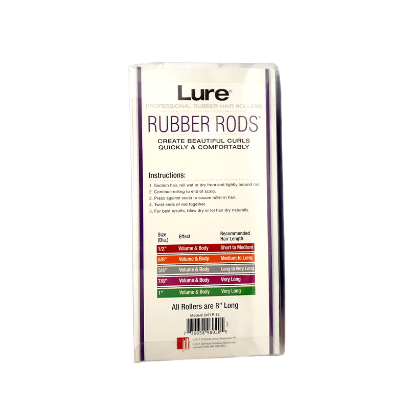 Lure Professional Rubber Hair Rollers Rubber Rods (7/8")