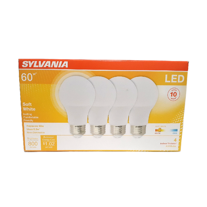 Sylvania LED Light Bulb, Soft White 8.5W (Pack of 4)