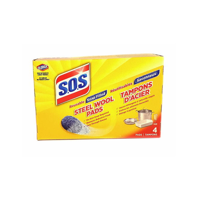 SOS Steel Wool Soap Pads (4 In 1 Pack)