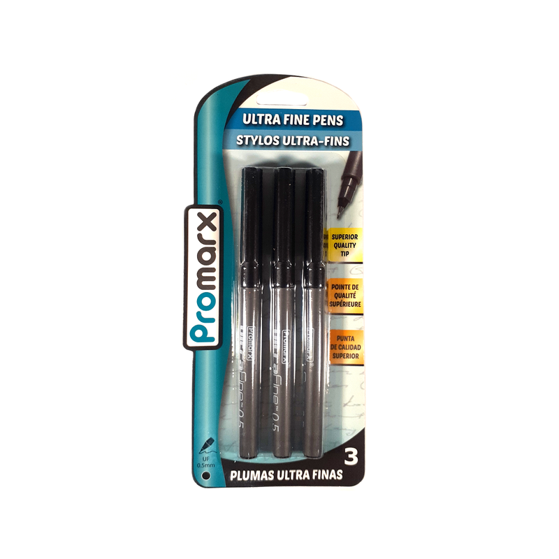 Promarx Ultra Fine Pens 0.5mm Black (Pack of 3)