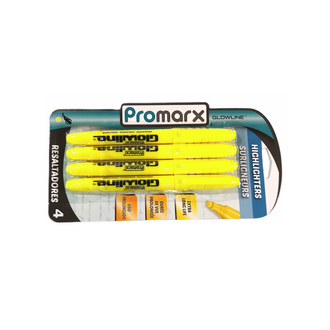 Promarx Glowline Highlighter, Yellow (Pack of 4)