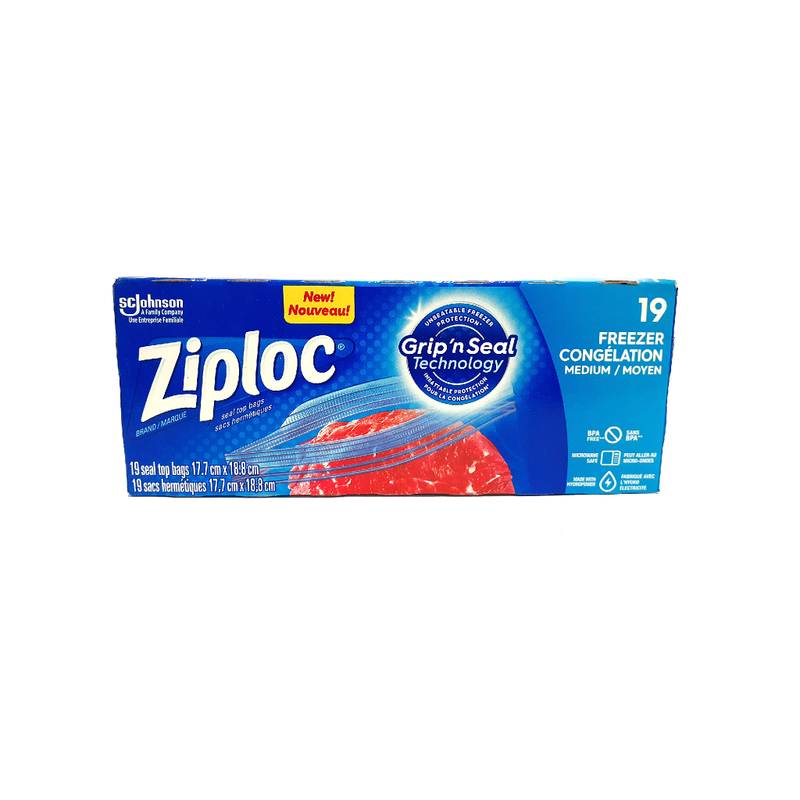 Ziploc Freezer Bags Medium, 19 Bags
